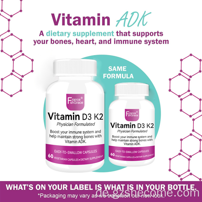 Shecome Vitamin D3 K2 Kapseln Knochenimmungesundheit
